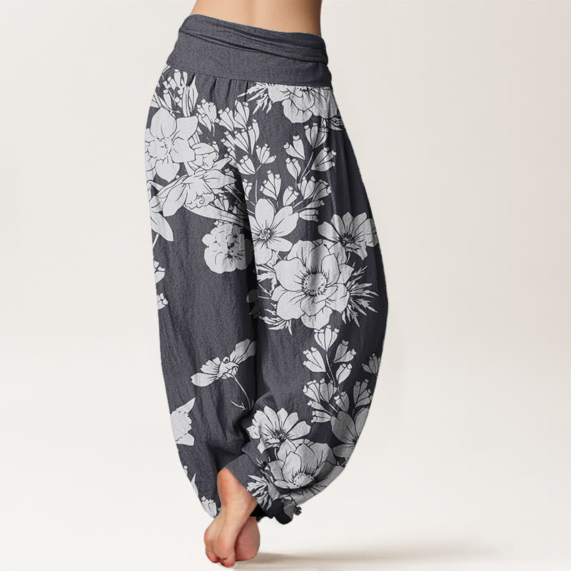 Pantaloni harem da donna con elastico in vita, in puro cotone, casual, con Buddha Stones
