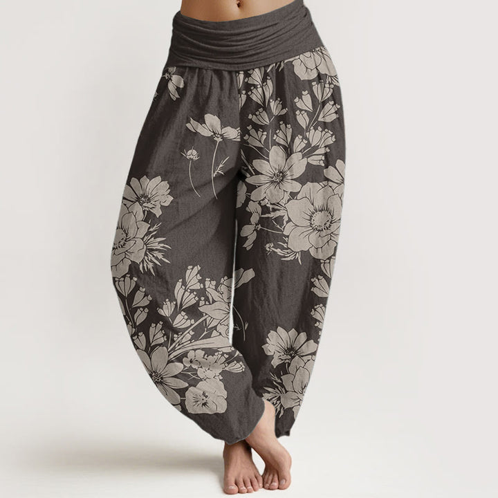Pantaloni harem da donna con elastico in vita, in puro cotone, casual, con Buddha Stones