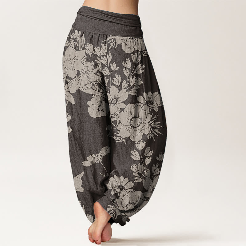 Pantaloni harem da donna con elastico in vita, in puro cotone, casual, con Buddha Stones