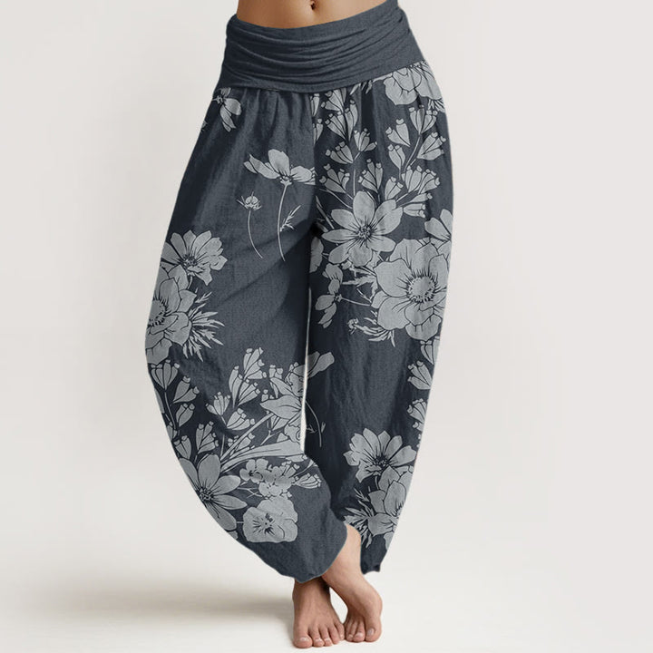 Pantaloni harem da donna con elastico in vita, in puro cotone, casual, con Buddha Stones