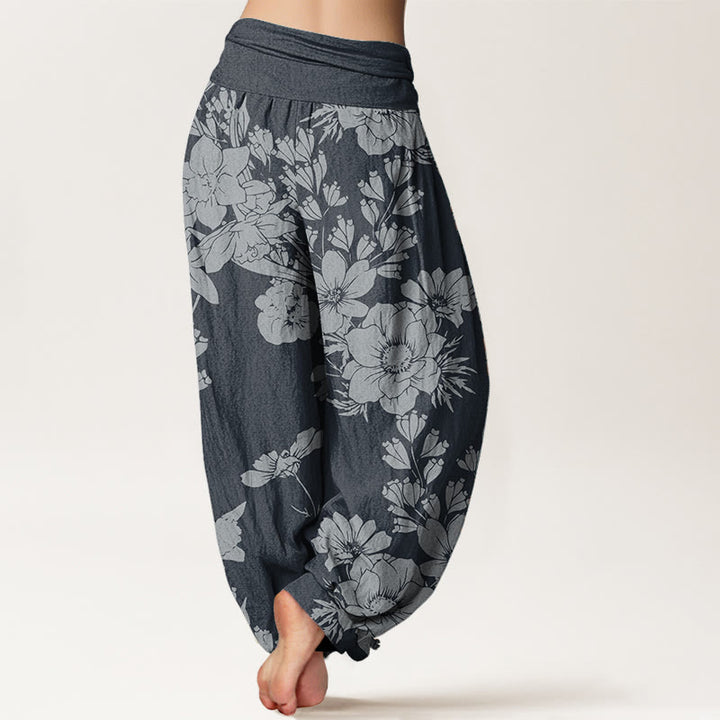 Pantaloni harem da donna con elastico in vita, in puro cotone, casual, con Buddha Stones