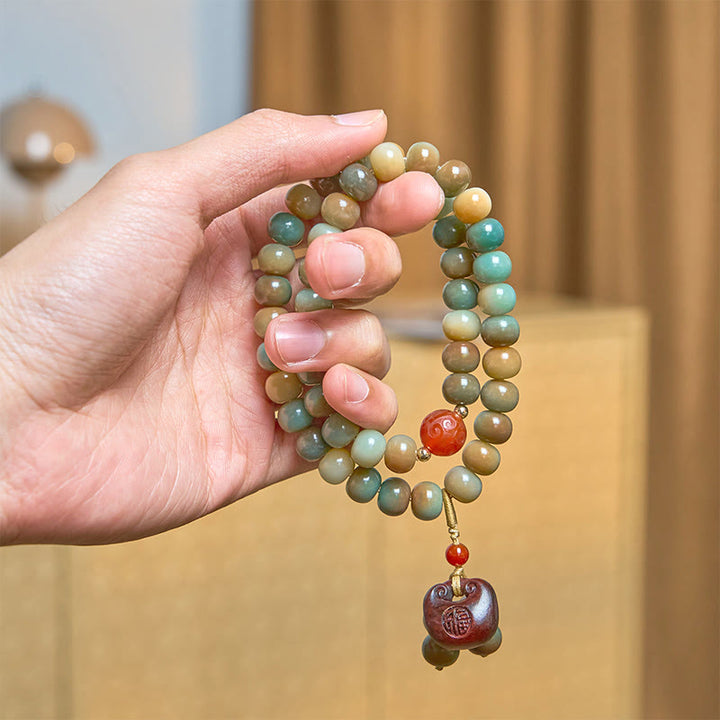 Bracciale doppio giro con semi di Bodhi colorati Buddha Stones