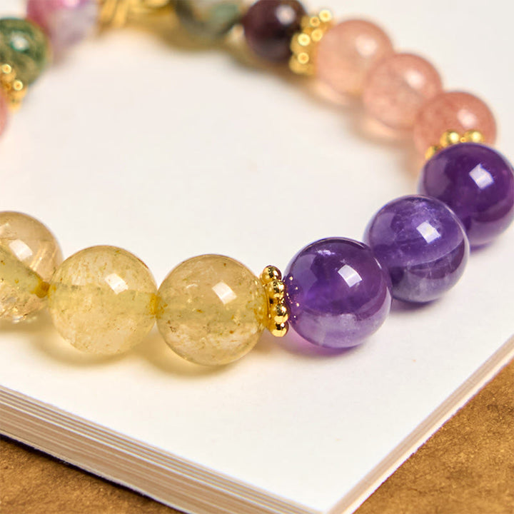 Buddha Stones, perle di quarzo fragola naturale, ametista, citrino, portachiavi dell'amore, decorazione da appendere