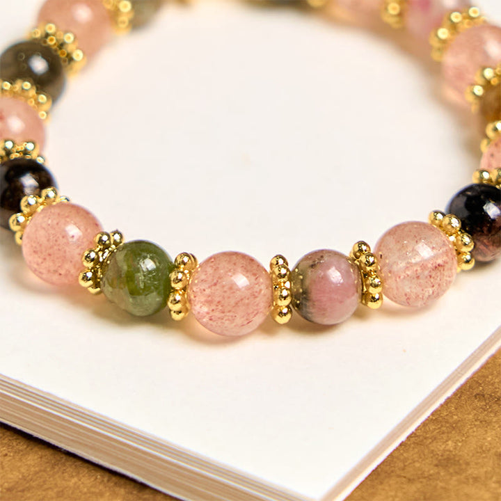 Buddha Stones, perle di cristallo di quarzo fragola naturale, portachiavi positivo, decorazione da appendere al telefono