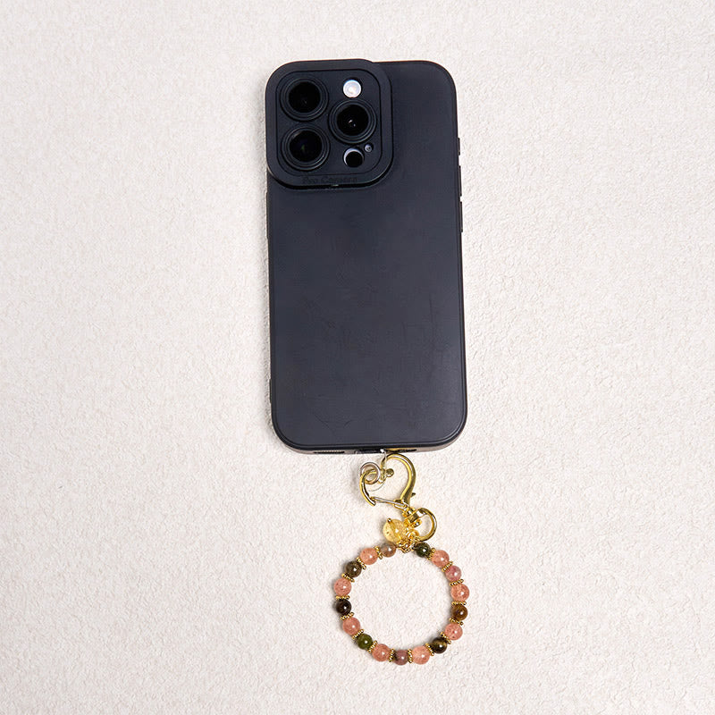 Buddha Stones, perle di cristallo di quarzo fragola naturale, portachiavi positivo, decorazione da appendere al telefono