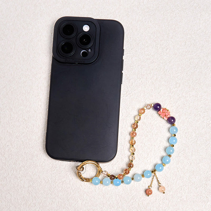 Buddha Stones naturali Super Seven Crystal Protection Portachiavi Decorazione da appendere al telefono