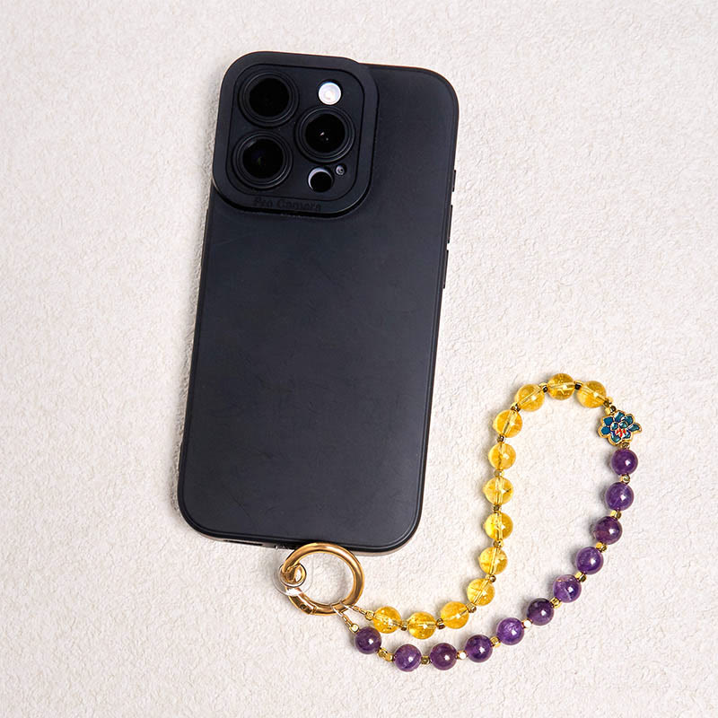 Buddha Stones, ametista naturale, citrino, portachiavi curativo, decorazione da appendere al telefono