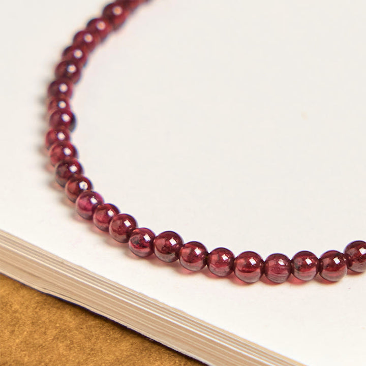 Bracciale multistrato di purificazione PiXiu Flower con perle di granato naturale da 3 mm Buddha Stones