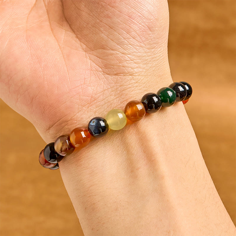 Bracciale dell'armonia in agata calcedonio naturale colorata Buddha Stones