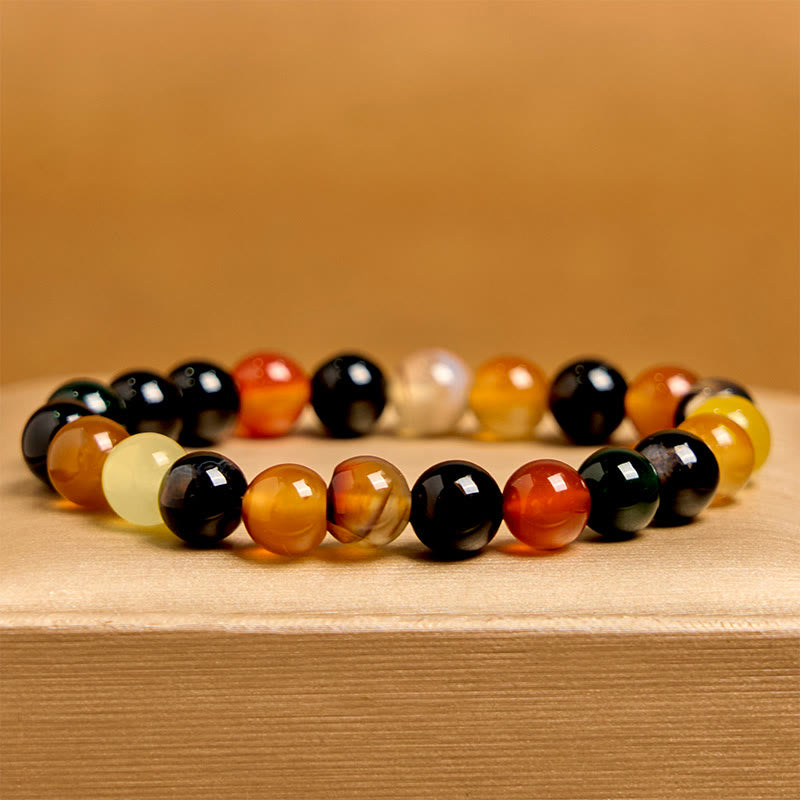 Bracciale dell'armonia in agata calcedonio naturale colorata Buddha Stones