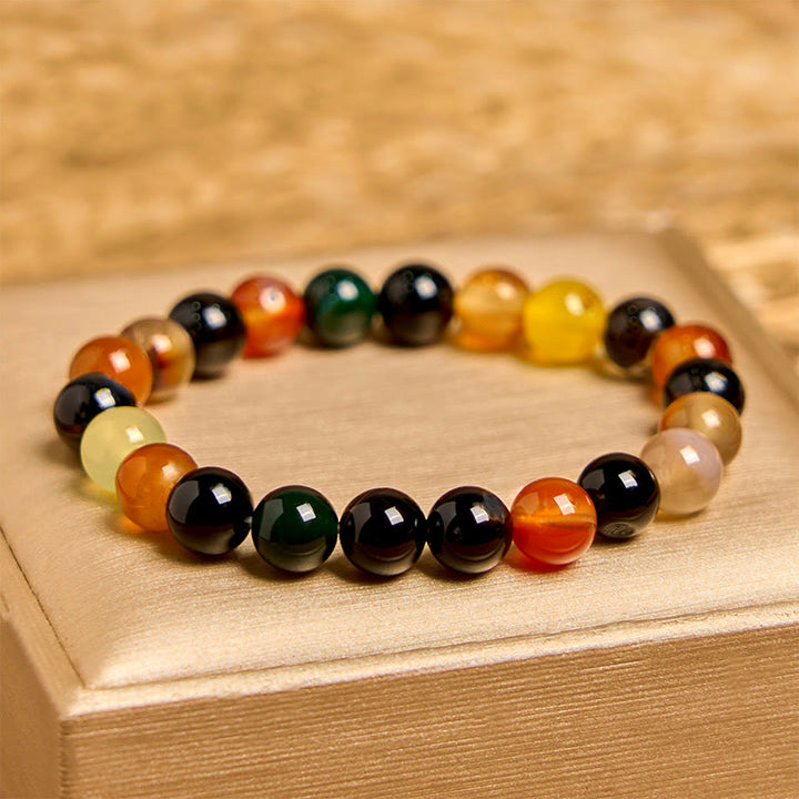 Bracciale dell'armonia in agata calcedonio naturale colorata Buddha Stones