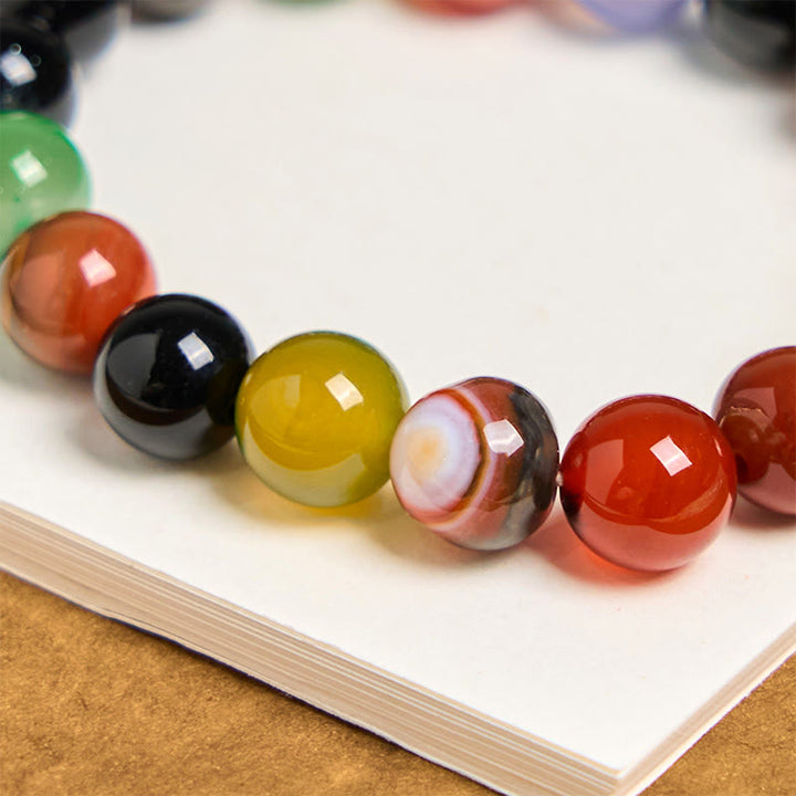 Bracciale dell'armonia in agata calcedonio naturale colorata Buddha Stones