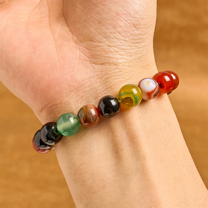 Bracciale dell'armonia in agata calcedonio naturale colorata Buddha Stones