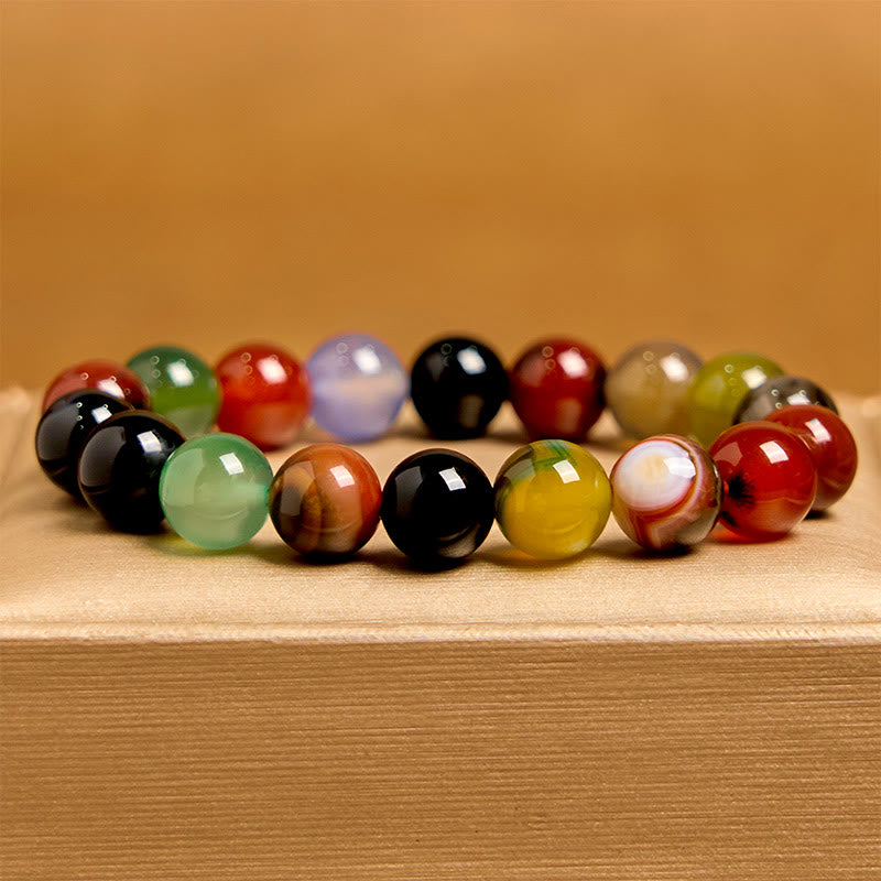 Bracciale dell'armonia in agata calcedonio naturale colorata Buddha Stones