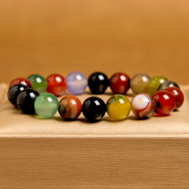 Bracciale dell'armonia in agata calcedonio naturale colorata Buddha Stones