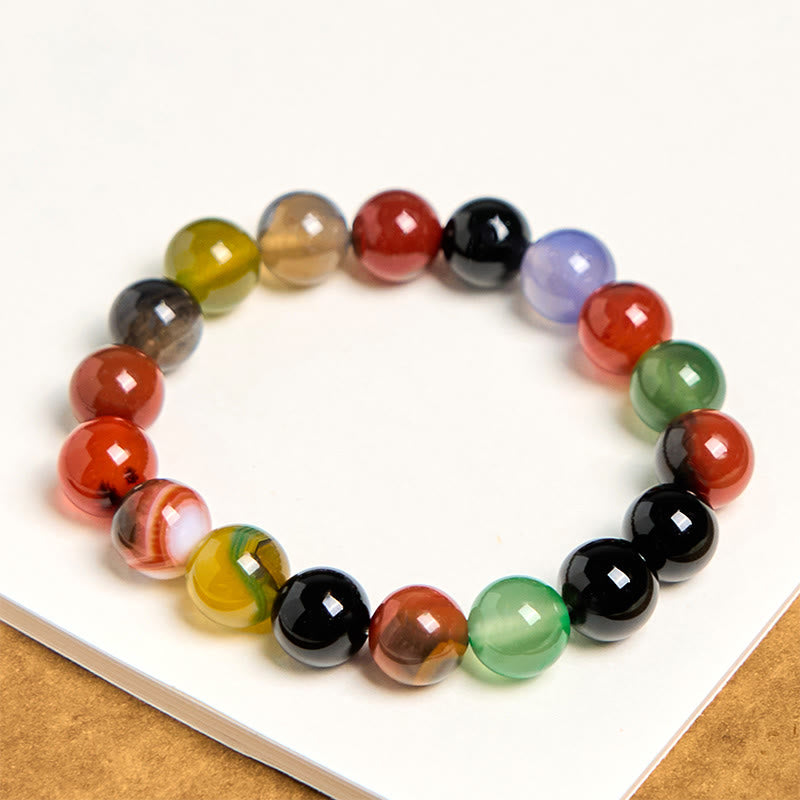 Bracciale dell'armonia in agata calcedonio naturale colorata Buddha Stones