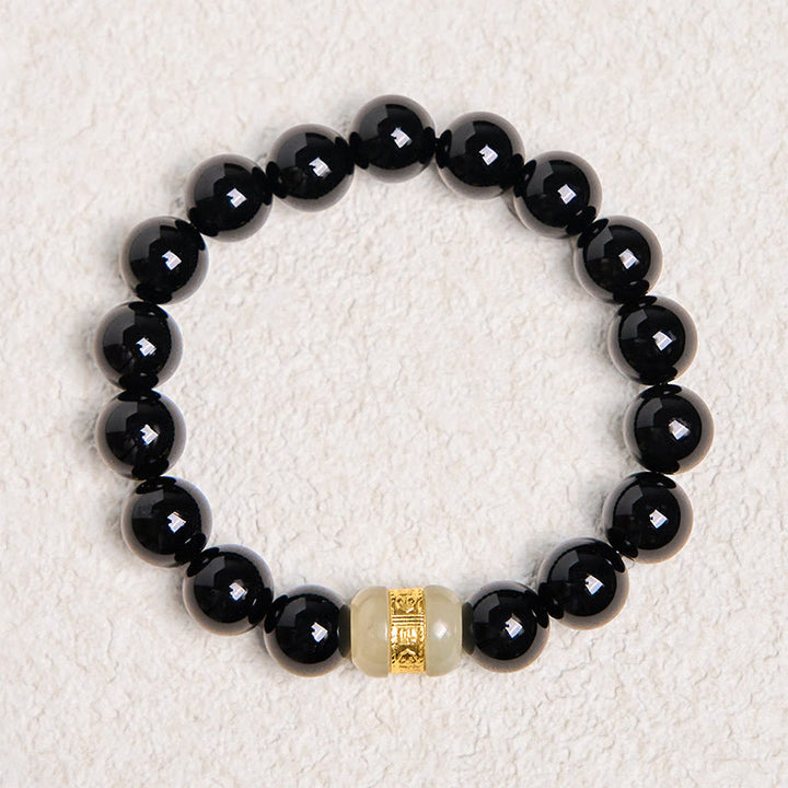 Bracciale di supporto in giada onice nera naturale Buddha Stones