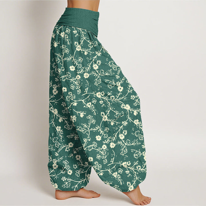 Pantaloni harem da donna con elastico in vita, modello di ramo di fiori Buddha Stones , design semplice - image 3