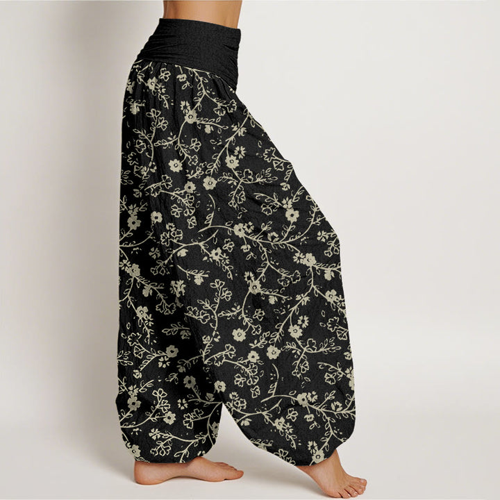 Pantaloni harem da donna con elastico in vita, modello di ramo di fiori Buddha Stones , design semplice - image 7