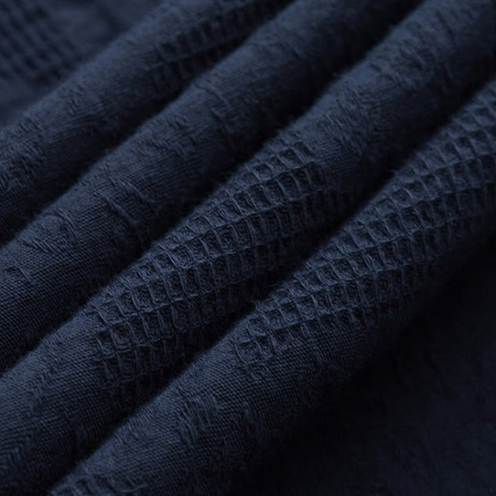 Camicia da uomo in lino e cotone a maniche corte, con colletto alto, in jacquard anticato, con bottoni a rana, etnica, con Buddha Stones , abbigliamento Tai Chi