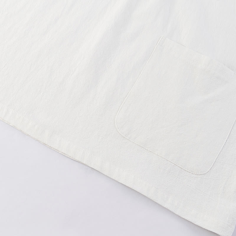 Set da meditazione da uomo in cotone e lino, con tasche, in 2 pezzi, casual, con camicia e pantaloni con coulisse, in tinta unita, con bottoni a metà bottone, Buddha Stones - image 9