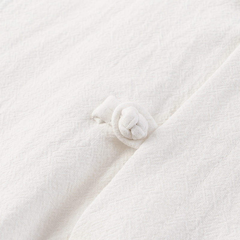 Set da meditazione da uomo in cotone e lino, con tasche, in 2 pezzi, casual, con camicia e pantaloni con coulisse, in tinta unita, con bottoni a metà bottone, Buddha Stones - image 3