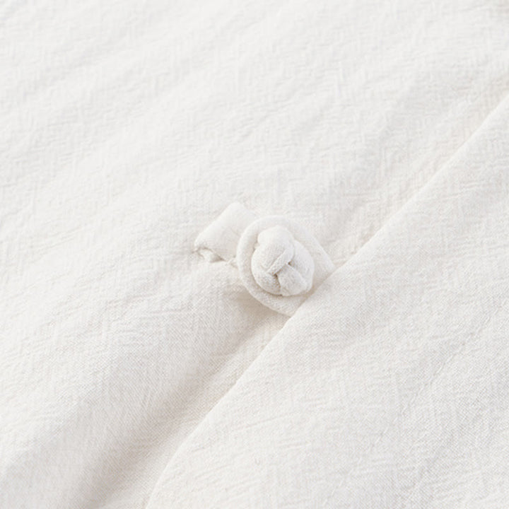 Set da meditazione da uomo in cotone e lino, con tasche, in 2 pezzi, casual, con camicia e pantaloni con coulisse, in tinta unita, con bottoni a metà bottone, Buddha Stones - image 3