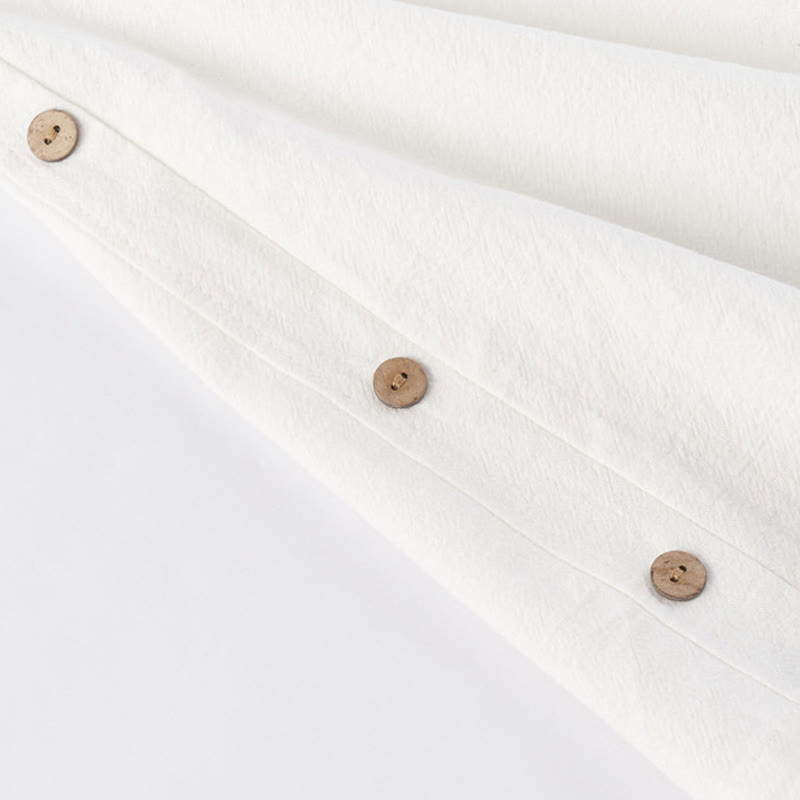 Set da meditazione da uomo in cotone e lino, con tasche, in 2 pezzi, casual, con camicia e pantaloni con coulisse, in tinta unita, con bottoni a metà bottone, Buddha Stones