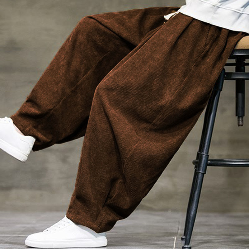 Pantaloni da uomo Buddha Stones Casual in cotone tinta unita con tasche - image 36