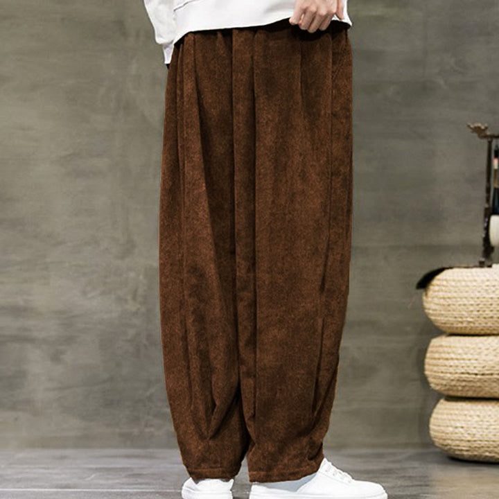 Pantaloni da uomo Buddha Stones Casual in cotone tinta unita con tasche - image 33