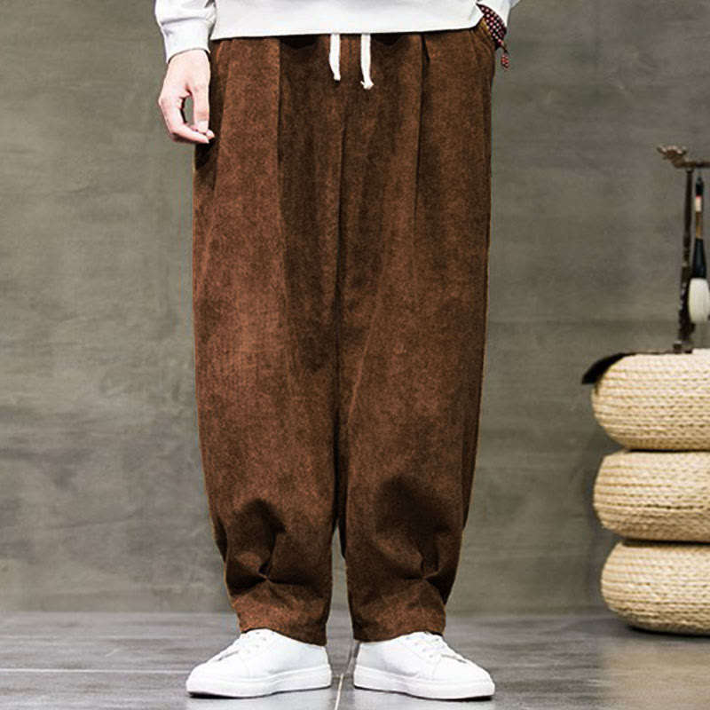 Pantaloni da uomo Buddha Stones Casual in cotone tinta unita con tasche - image 34