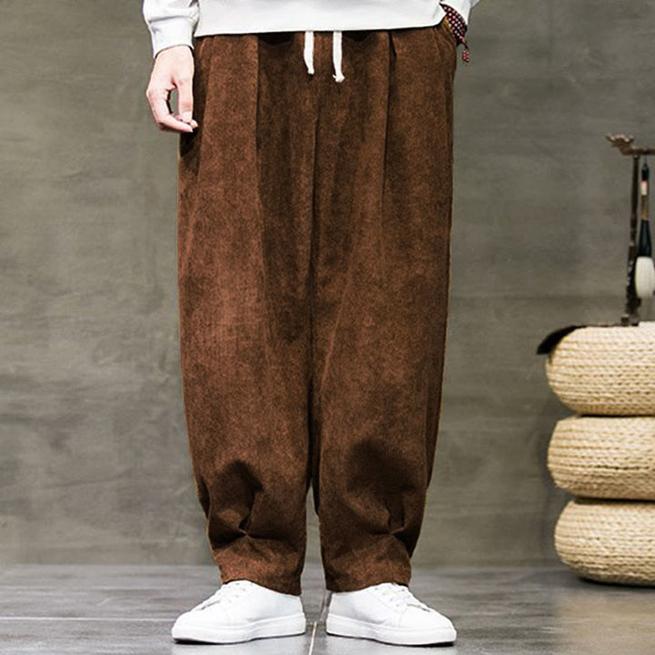 Pantaloni da uomo Buddha Stones Casual in cotone tinta unita con tasche - image 34