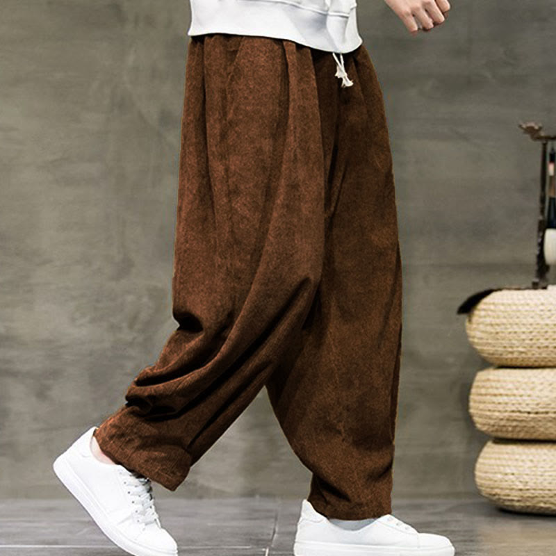 Pantaloni da uomo Buddha Stones Casual in cotone tinta unita con tasche - image 30