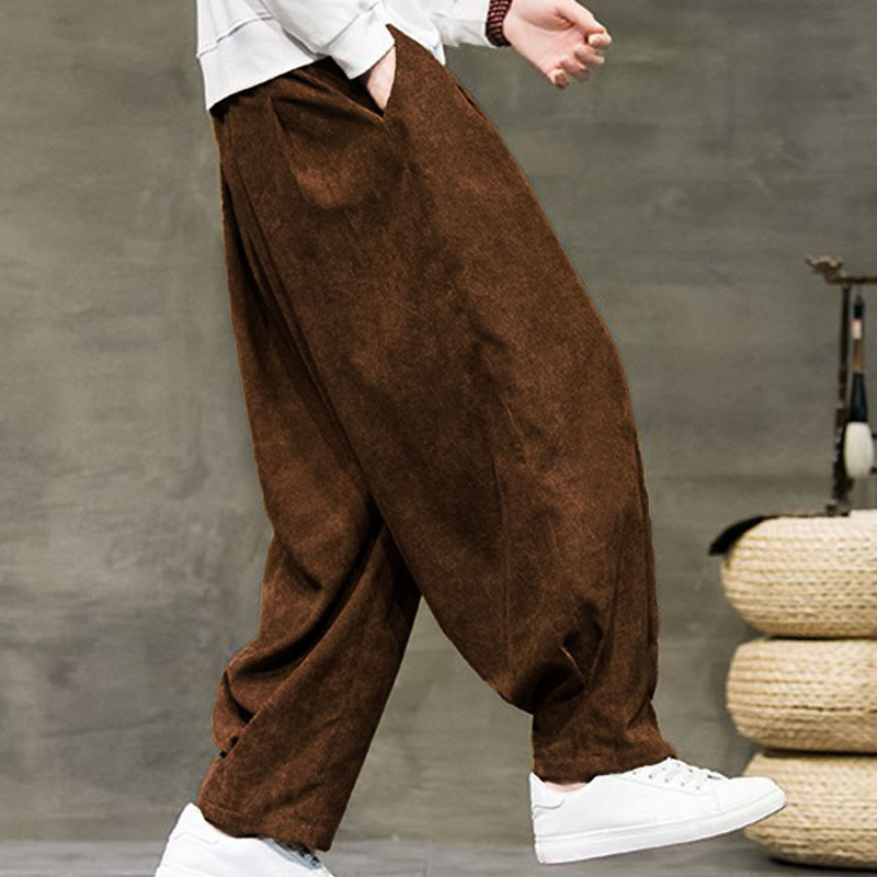 Pantaloni da uomo Buddha Stones Casual in cotone tinta unita con tasche - image 37