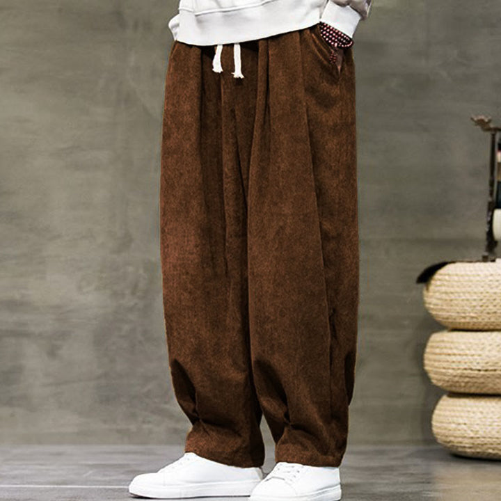 Pantaloni da uomo Buddha Stones Casual in cotone tinta unita con tasche - image 30