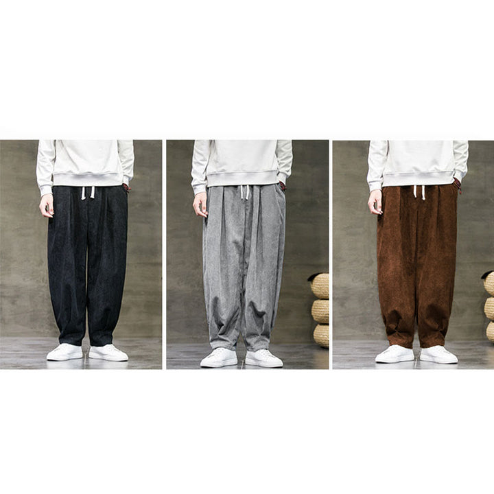 Pantaloni da uomo Buddha Stones Casual in cotone tinta unita con tasche - image 43