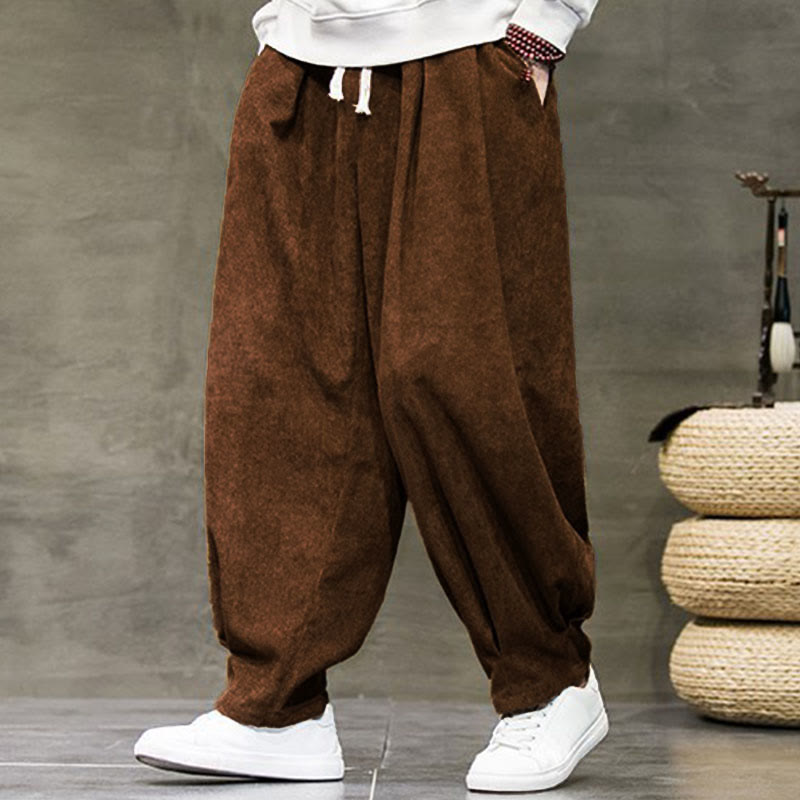 Pantaloni da uomo Buddha Stones Casual in cotone tinta unita con tasche - DarkGoldenrod - US/UK/AU46, EU56 (5XL) - image 28