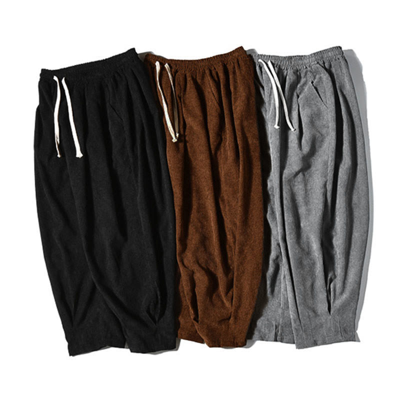 Pantaloni da uomo Buddha Stones Casual in cotone tinta unita con tasche - image 41