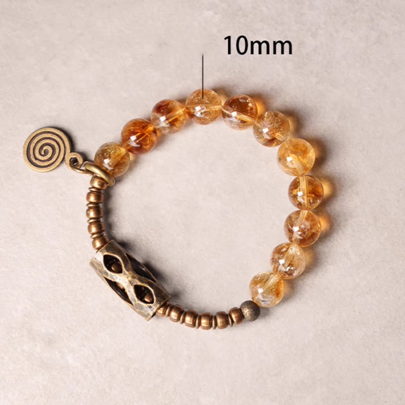 Bracciale di protezione Buddha Stones Daily Retro da 10 mm con perline di citrino