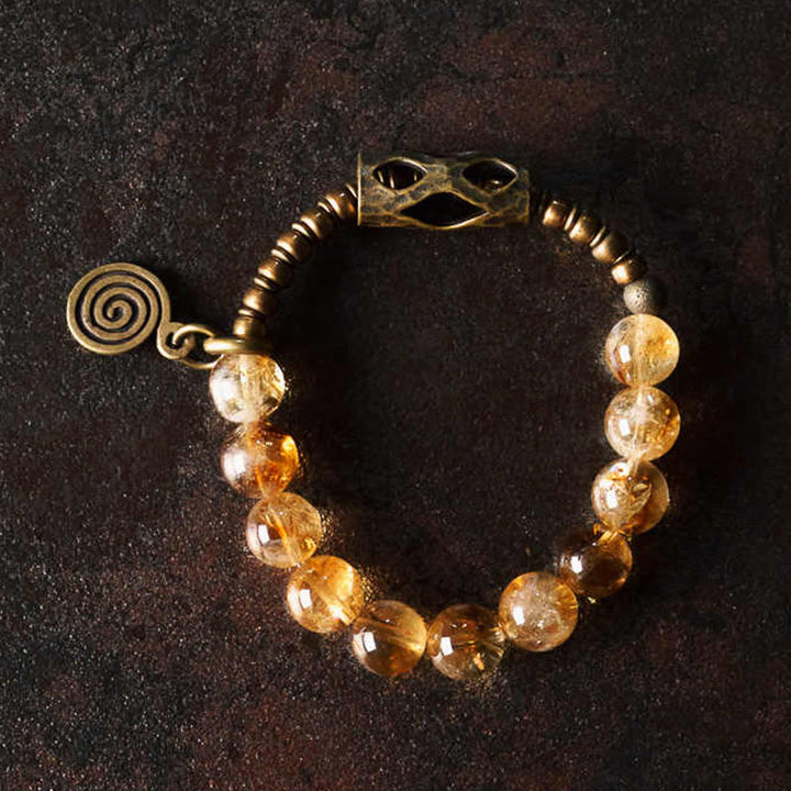 Bracciale di protezione Buddha Stones Daily Retro da 10 mm con perline di citrino