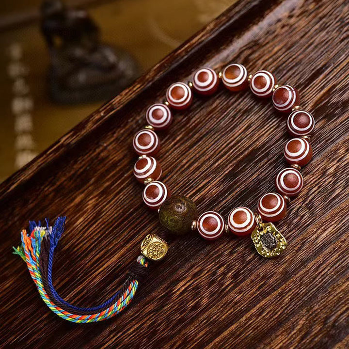 Bracciale della fiducia in agata rossa tibetana Zakiram di Buddha Stones