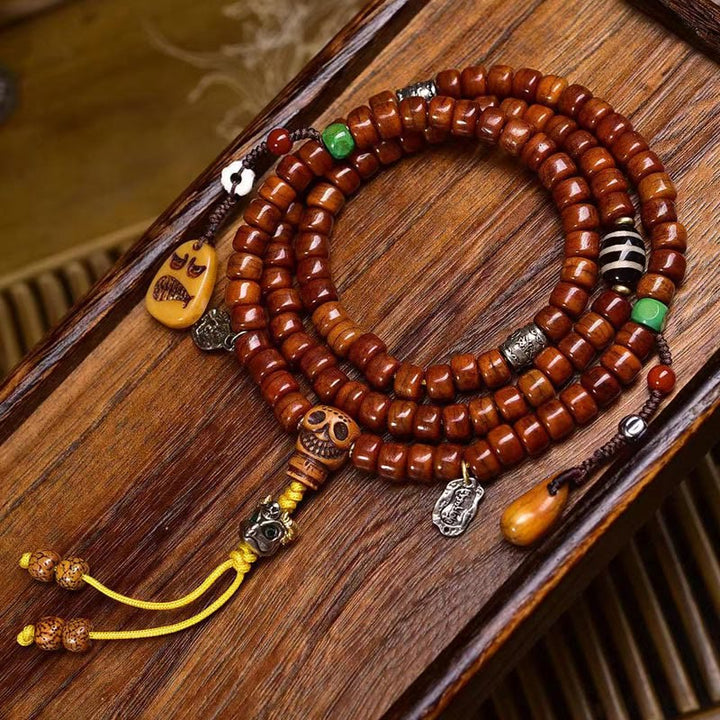 Buddha Stones Tibet 108 Perle Perle d'osso Perle Dzi Forza Mala