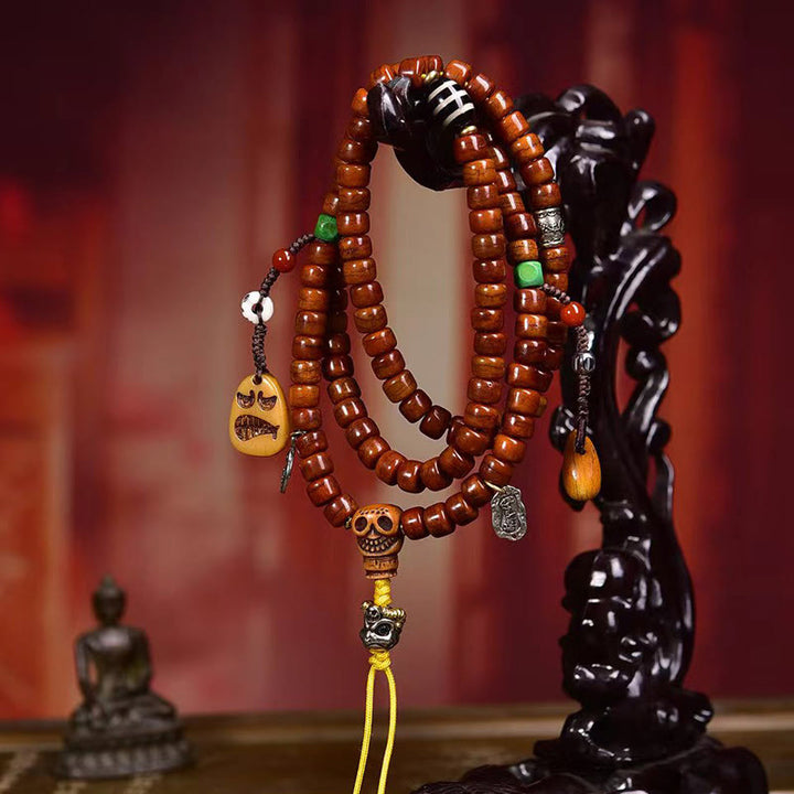 Buddha Stones Tibet 108 Perle Perle d'osso Perle Dzi Forza Mala