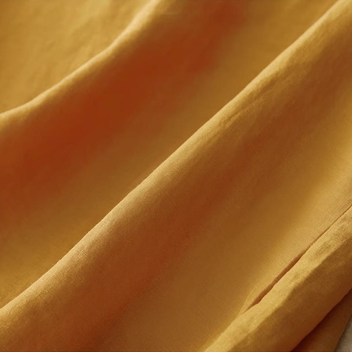 Gilet da donna in cotone e lino, senza maniche, con scollo rotondo, motivo patchwork con ricami a colori puri, motivo Buddha Stones - image 3