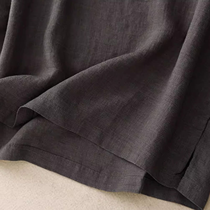 Gilet da donna in cotone e lino, senza maniche, con scollo rotondo, motivo patchwork con ricami a colori puri, motivo Buddha Stones - image 17