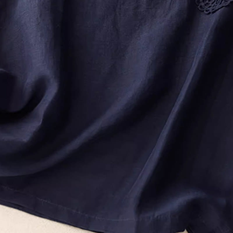 Gilet da donna senza maniche con scollo rotondo e ricamo a tinta unita , Buddha Stones, stile casual e patchwork. - image 9