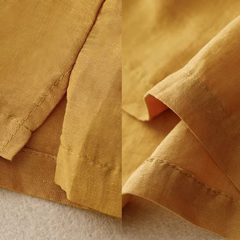 Gilet da donna in cotone e lino, senza maniche, con scollo rotondo, motivo patchwork con ricami a colori puri, motivo Buddha Stones - image 5