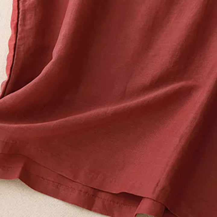 Gilet da donna in cotone e lino, senza maniche, con scollo rotondo, motivo patchwork con ricami a colori puri, motivo Buddha Stones - image 12