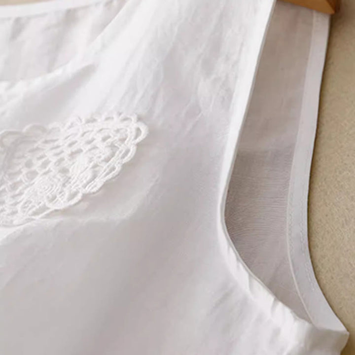 Gilet da donna in cotone e lino, senza maniche, con scollo rotondo, motivo patchwork con ricami a colori puri, motivo Buddha Stones - image 21