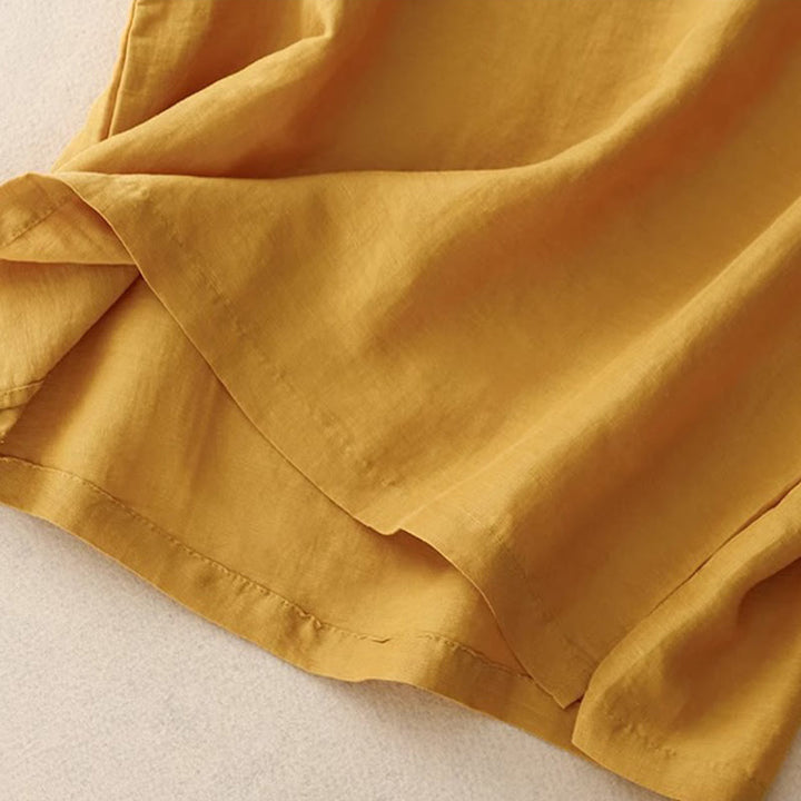 Gilet da donna in cotone e lino, senza maniche, con scollo rotondo, motivo patchwork con ricami a colori puri, motivo Buddha Stones - image 4